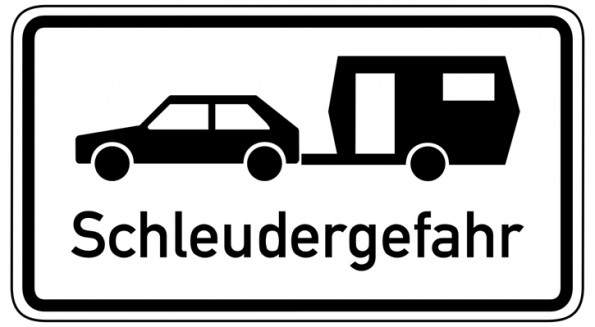 Dieses Gefahrenzeichen finden man häufig an Strecken mit Gefälle und/oder starkem Seiten wind. (© Wikipedia)